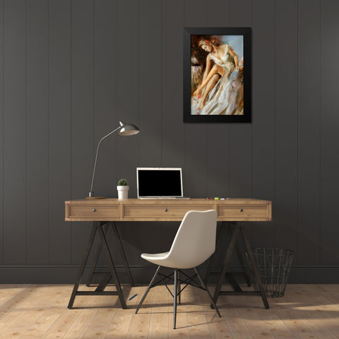 Woman Primavera Black Modern Wood Framed Art Print by Di Scenza, Ron