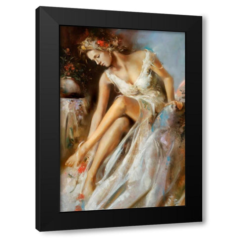 Woman Primavera Black Modern Wood Framed Art Print by Di Scenza, Ron