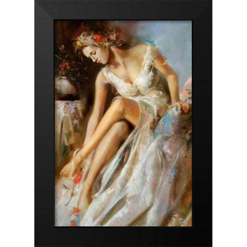 Woman Primavera Black Modern Wood Framed Art Print by Di Scenza, Ron