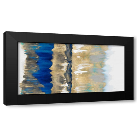 Resonate in Gold and Blue Black Modern Wood Framed Art Print by Springer, Rachel