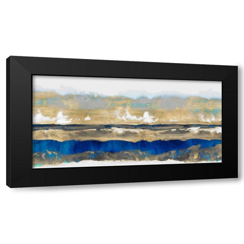 Strata in Blue and Gold Black Modern Wood Framed Art Print by Springer, Rachel