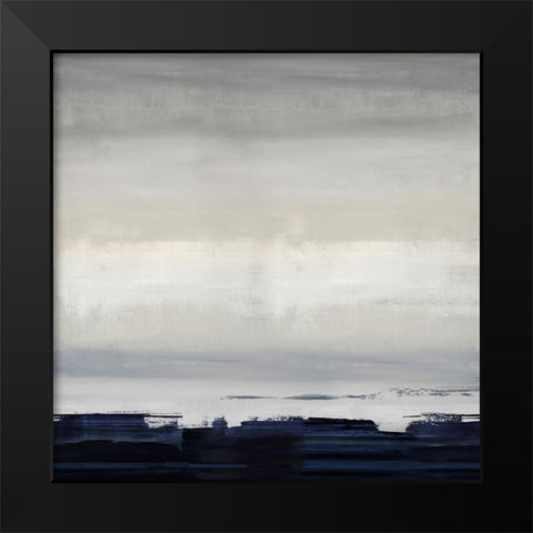 Blue Strokes Black Modern Wood Framed Art Print by Springer, Rachel