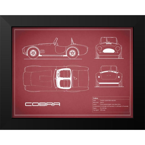 Cobra-Maroon Black Modern Wood Framed Art Print by Rogan, Mark