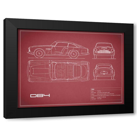 Aston DB4 -Maroon Black Modern Wood Framed Art Print with Double Matting by Rogan, Mark