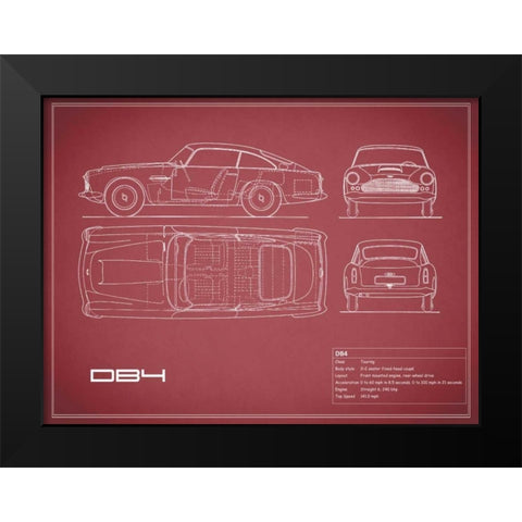 Aston DB4 -Maroon Black Modern Wood Framed Art Print by Rogan, Mark