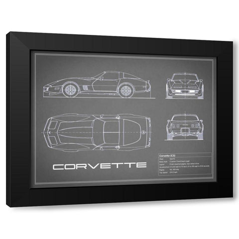 Corvette C3-Grey Black Modern Wood Framed Art Print with Double Matting by Rogan, Mark