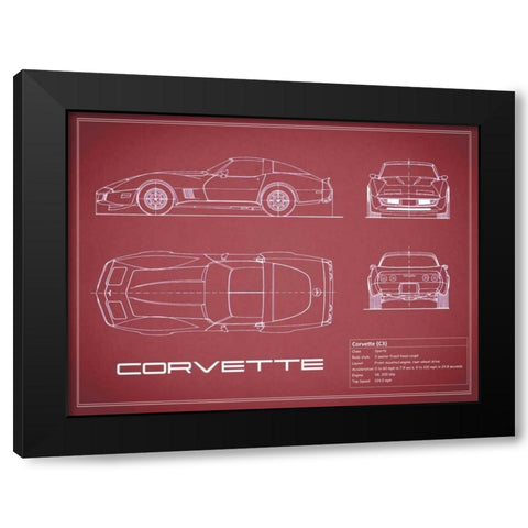 Corvette C3-Maroon Black Modern Wood Framed Art Print by Rogan, Mark