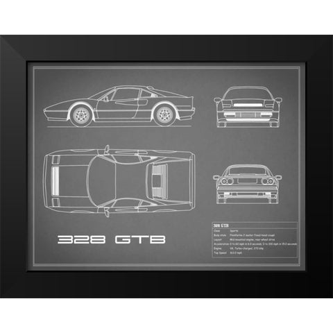 Ferrari 328-GTB-Grey Black Modern Wood Framed Art Print by Rogan, Mark