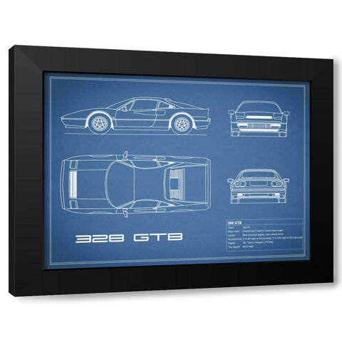 Ferrari 328-GTB-Blue Black Modern Wood Framed Art Print with Double Matting by Rogan, Mark