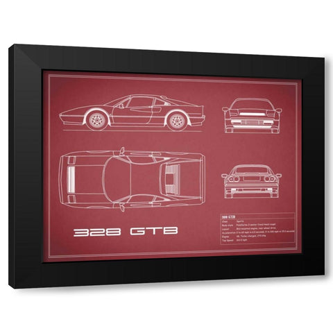 Ferrari 328-GTB-Maroon Black Modern Wood Framed Art Print by Rogan, Mark