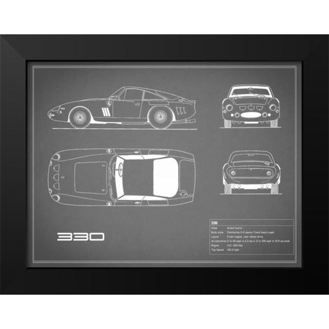 Ferrari 330-Grey Black Modern Wood Framed Art Print by Rogan, Mark