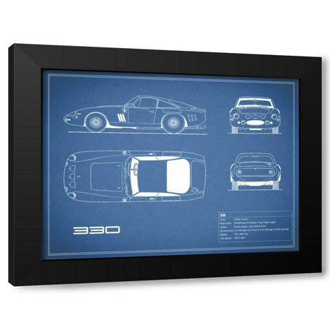 Ferrari 330-Blue Black Modern Wood Framed Art Print with Double Matting by Rogan, Mark