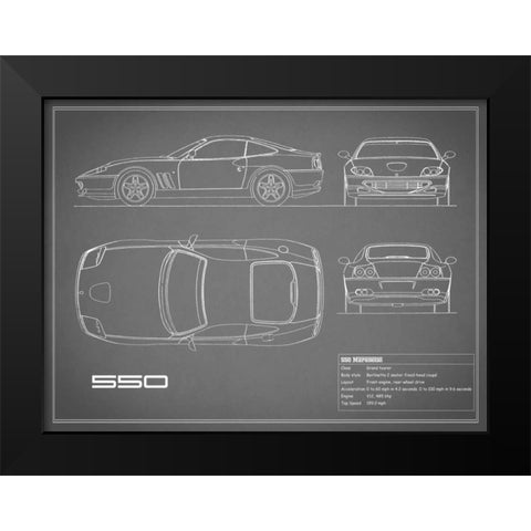 Ferrari 550-Grey Black Modern Wood Framed Art Print by Rogan, Mark