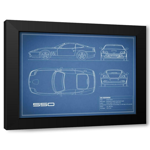 Ferrari 550-Blue Black Modern Wood Framed Art Print with Double Matting by Rogan, Mark