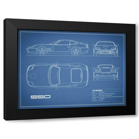 Ferrari 550-Blue Black Modern Wood Framed Art Print by Rogan, Mark