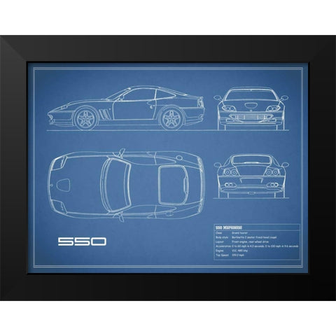 Ferrari 550-Blue Black Modern Wood Framed Art Print by Rogan, Mark