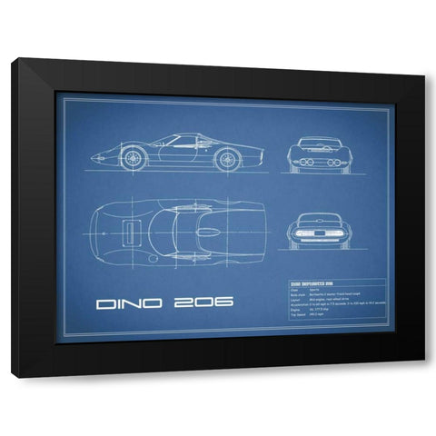 Ferrari Dino 206 1965-Blue Black Modern Wood Framed Art Print with Double Matting by Rogan, Mark