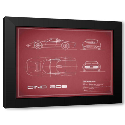 Ferrari Dino 206 1965-Maroon Black Modern Wood Framed Art Print with Double Matting by Rogan, Mark