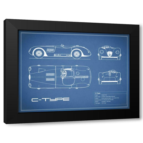 Jaguar C-Type-Blue Black Modern Wood Framed Art Print with Double Matting by Rogan, Mark