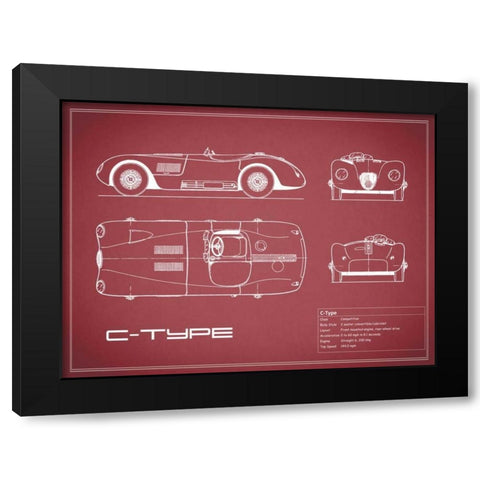 Jaguar C-Type-Maroon Black Modern Wood Framed Art Print with Double Matting by Rogan, Mark