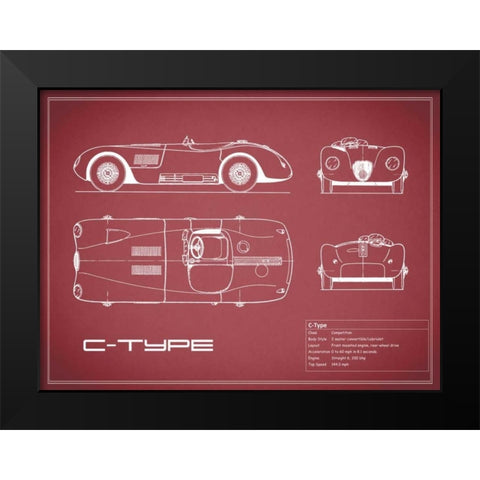 Jaguar C-Type-Maroon Black Modern Wood Framed Art Print by Rogan, Mark