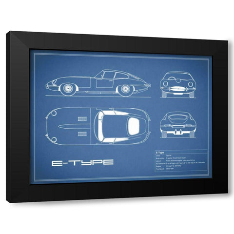 Jaguar E-Type-Blue Black Modern Wood Framed Art Print with Double Matting by Rogan, Mark