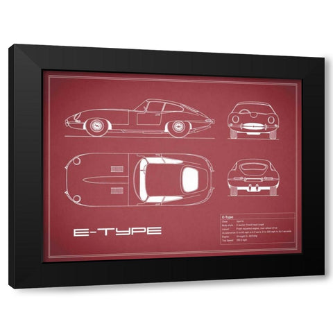 Jaguar E-Type-Maroon Black Modern Wood Framed Art Print with Double Matting by Rogan, Mark