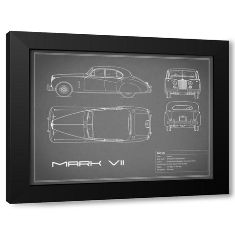 Jaguar MkVII-Grey Black Modern Wood Framed Art Print with Double Matting by Rogan, Mark