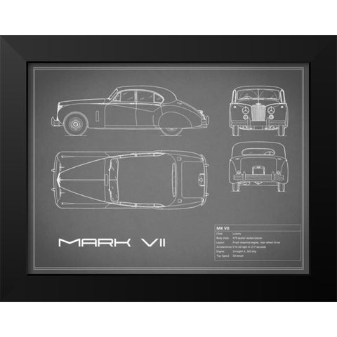 Jaguar MkVII-Grey Black Modern Wood Framed Art Print by Rogan, Mark
