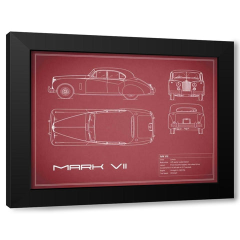 Jaguar MkVII-Maroon Black Modern Wood Framed Art Print by Rogan, Mark
