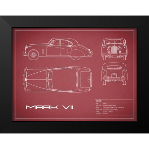 Jaguar MkVII-Maroon Black Modern Wood Framed Art Print by Rogan, Mark