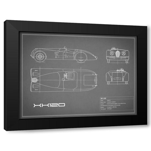 Jaguar XK-120-Grey Black Modern Wood Framed Art Print with Double Matting by Rogan, Mark