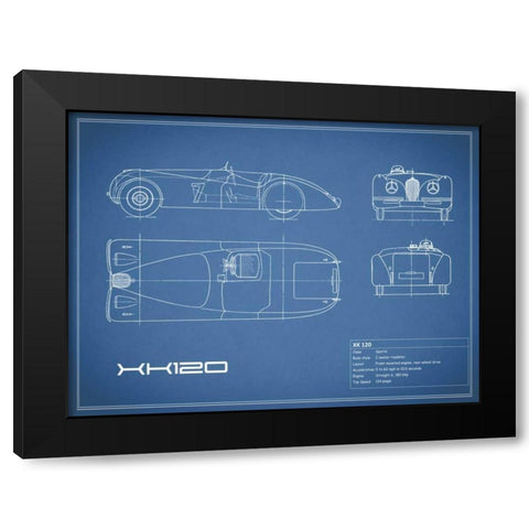 Jaguar XK-120-Blue Black Modern Wood Framed Art Print by Rogan, Mark