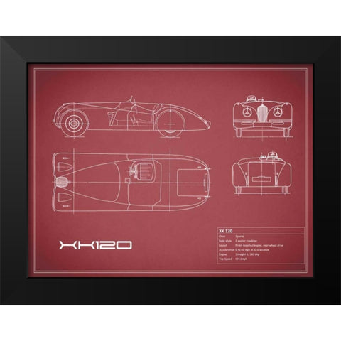 Jaguar XK-120-Maroon Black Modern Wood Framed Art Print by Rogan, Mark