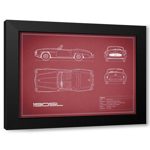 Mercedes 190-SL-Maroon Black Modern Wood Framed Art Print with Double Matting by Rogan, Mark