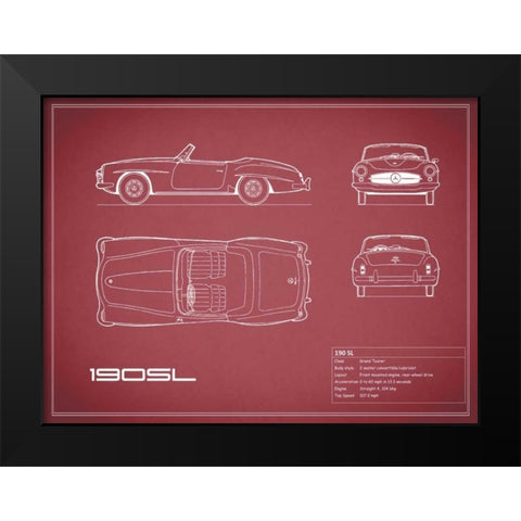 Mercedes 190-SL-Maroon Black Modern Wood Framed Art Print by Rogan, Mark