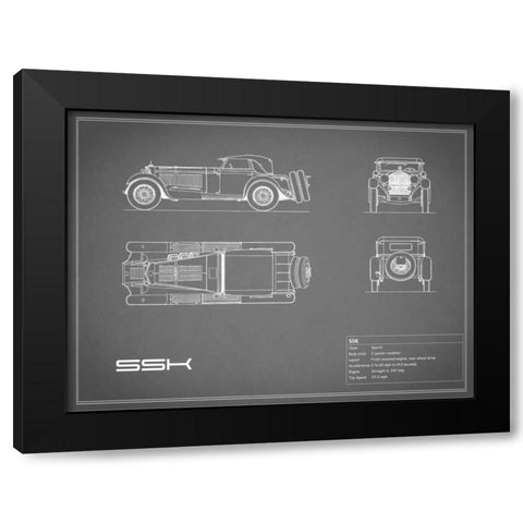 Mercedes SSK-Grey Black Modern Wood Framed Art Print with Double Matting by Rogan, Mark