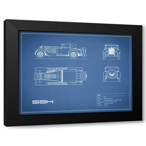 Mercedes SSK-Blue Black Modern Wood Framed Art Print by Rogan, Mark