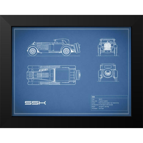 Mercedes SSK-Blue Black Modern Wood Framed Art Print by Rogan, Mark