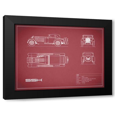 Mercedes SSK-Maroon Black Modern Wood Framed Art Print by Rogan, Mark