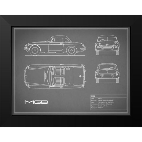 MGB-Grey Black Modern Wood Framed Art Print by Rogan, Mark