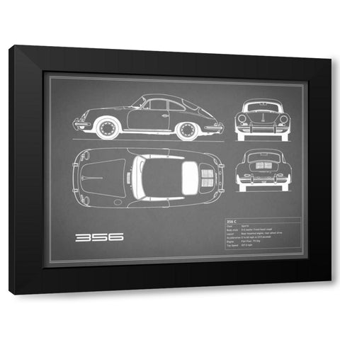 Porsche 356C-Grey Black Modern Wood Framed Art Print with Double Matting by Rogan, Mark