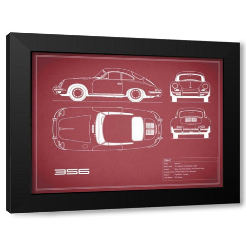 Porsche 356C-Maroon Black Modern Wood Framed Art Print by Rogan, Mark