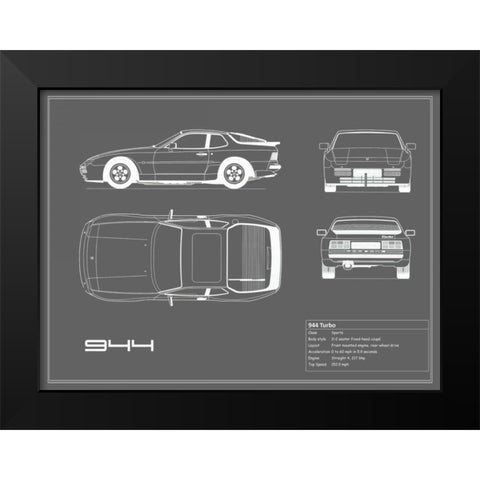 Porsche 944 Turbo-Grey Black Modern Wood Framed Art Print by Rogan, Mark