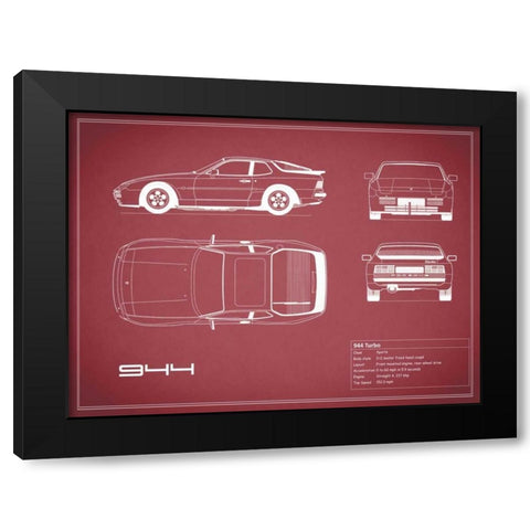 Porsche 944 Turbo-Maroon Black Modern Wood Framed Art Print by Rogan, Mark