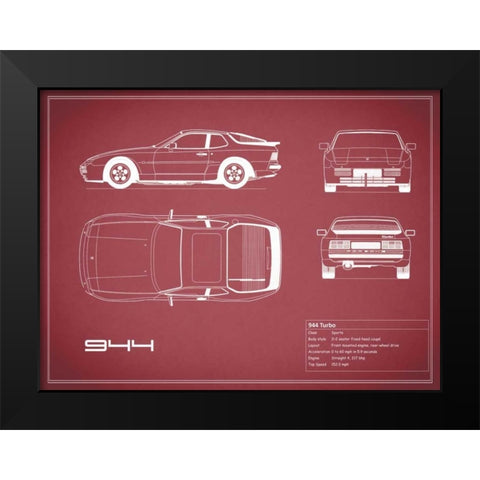 Porsche 944 Turbo-Maroon Black Modern Wood Framed Art Print by Rogan, Mark