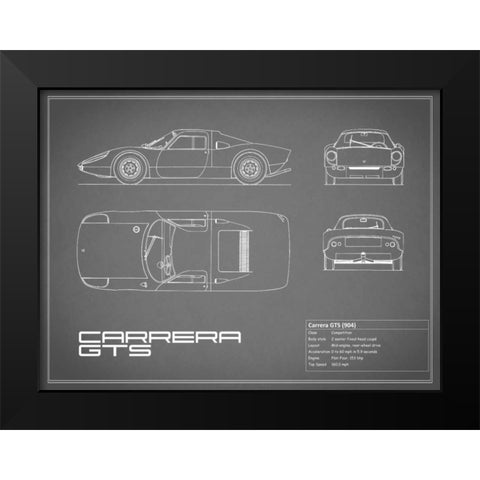 Porsche Carrera GTS-Grey Black Modern Wood Framed Art Print by Rogan, Mark