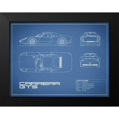 Porsche Carrera GTS-Blue Black Modern Wood Framed Art Print by Rogan, Mark