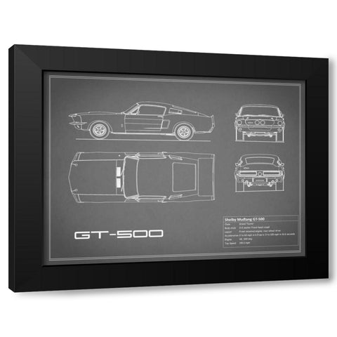 Shelby Mustang GT500-Grey Black Modern Wood Framed Art Print by Rogan, Mark