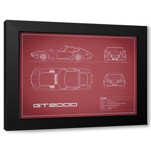 Toyota GT2000-Maroon Black Modern Wood Framed Art Print by Rogan, Mark